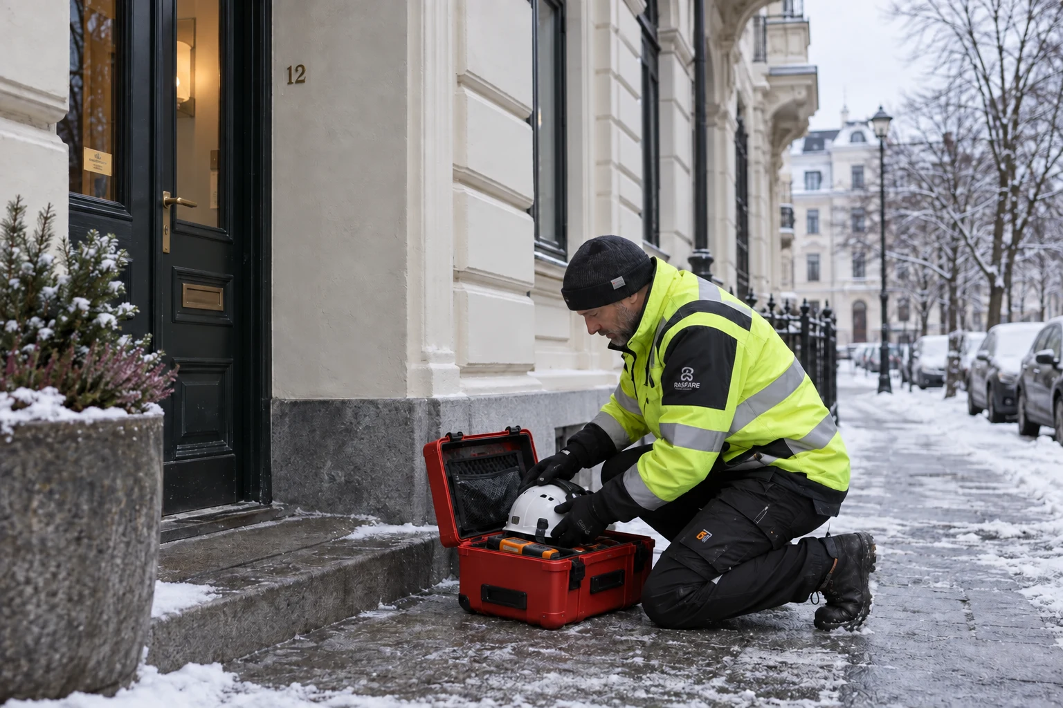 Virkelighetsnær 3D-illustrasjon: Vintersikkerhet. En plan for hele sesongen.